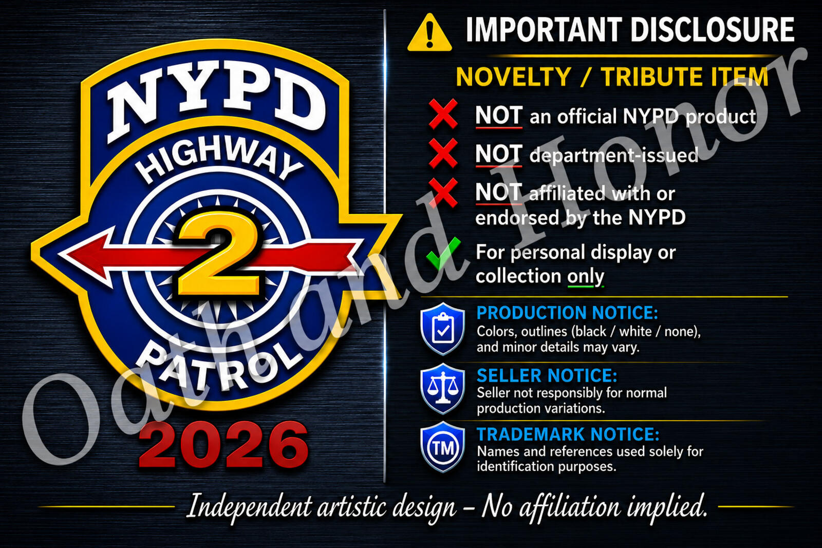 NYPD Highway Patrol 2 Brooklyn Tribute Decal – 2026 – 3 in – view 2