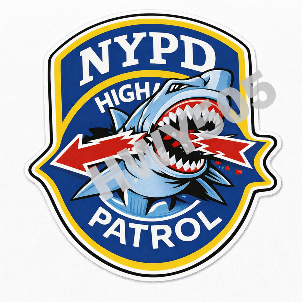 NYPD Highway Patrol Shark Decal – Novelty Police Sticker – 3 in – product image