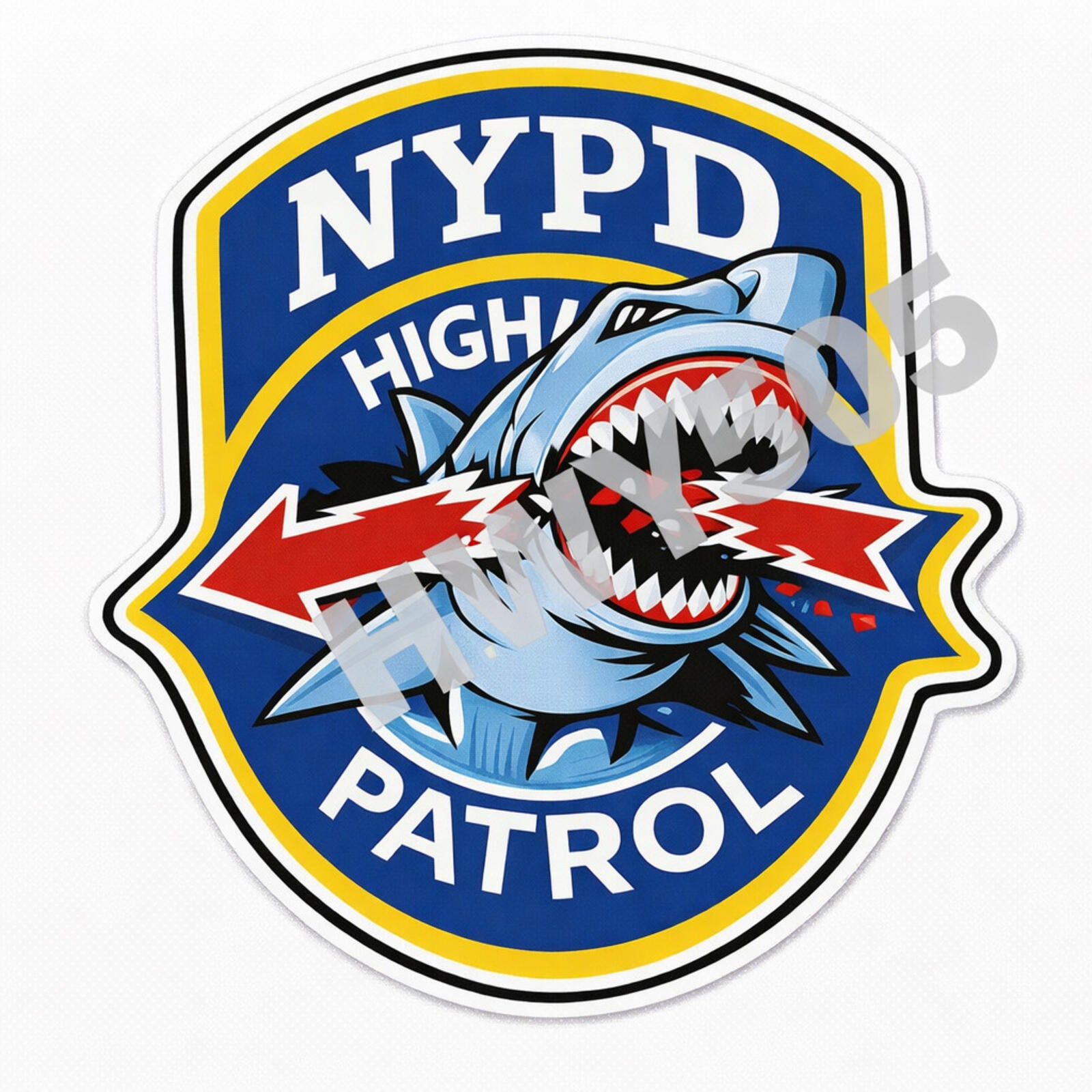 NYPD Highway Patrol Shark Decal – Novelty Police Sticker – 3 in – product image