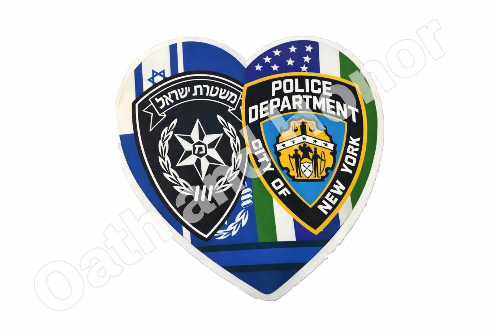 NYPD & Israel Police Unity Heart Decal – Outside Glass – view 2