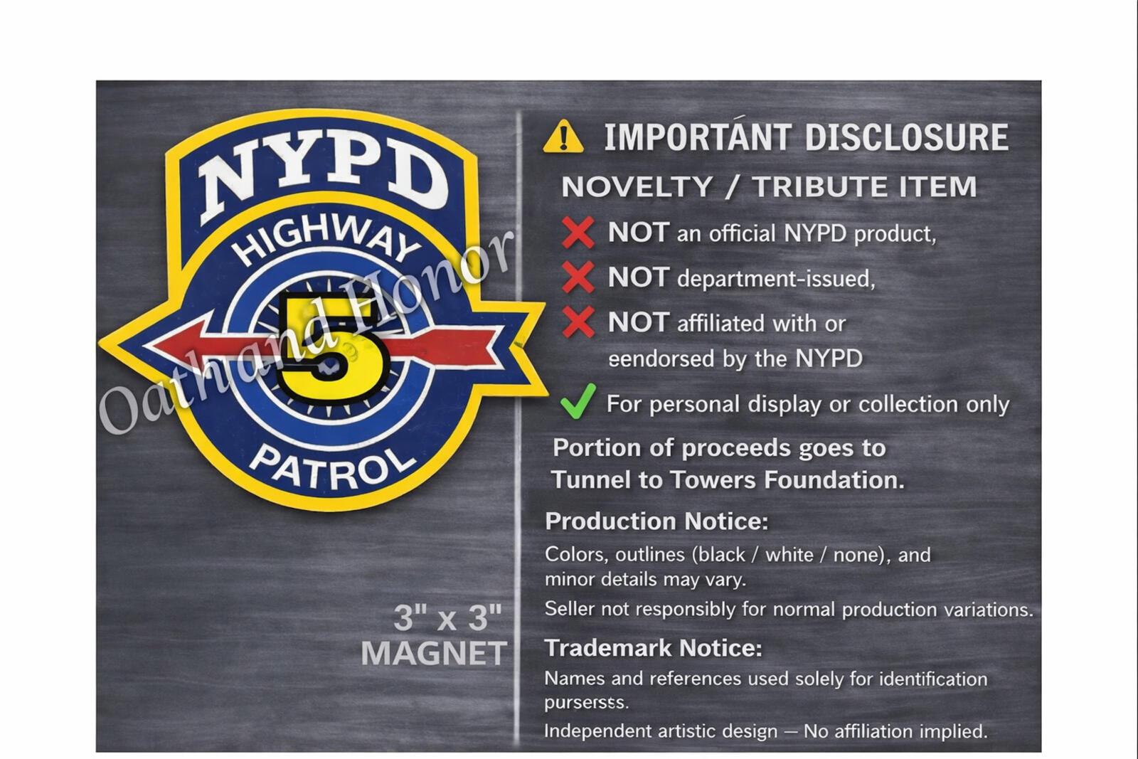 NYPD Highway Patrol 5 Staten Island Tribute Magnet – 3 in – view 2