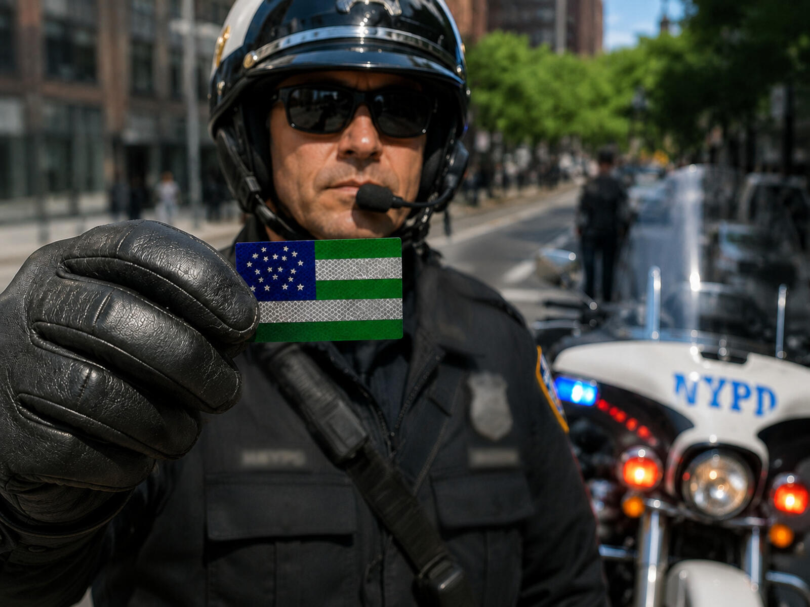 Reflective NYPD Tribute Flag Decal – Police Support Sticker – view 2