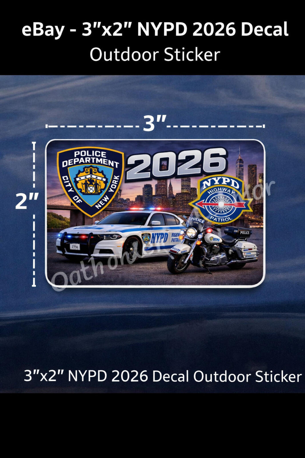 NYPD Highway Patrol Decal – 2026 – Outside Glass – 3 x 2 in – view 2