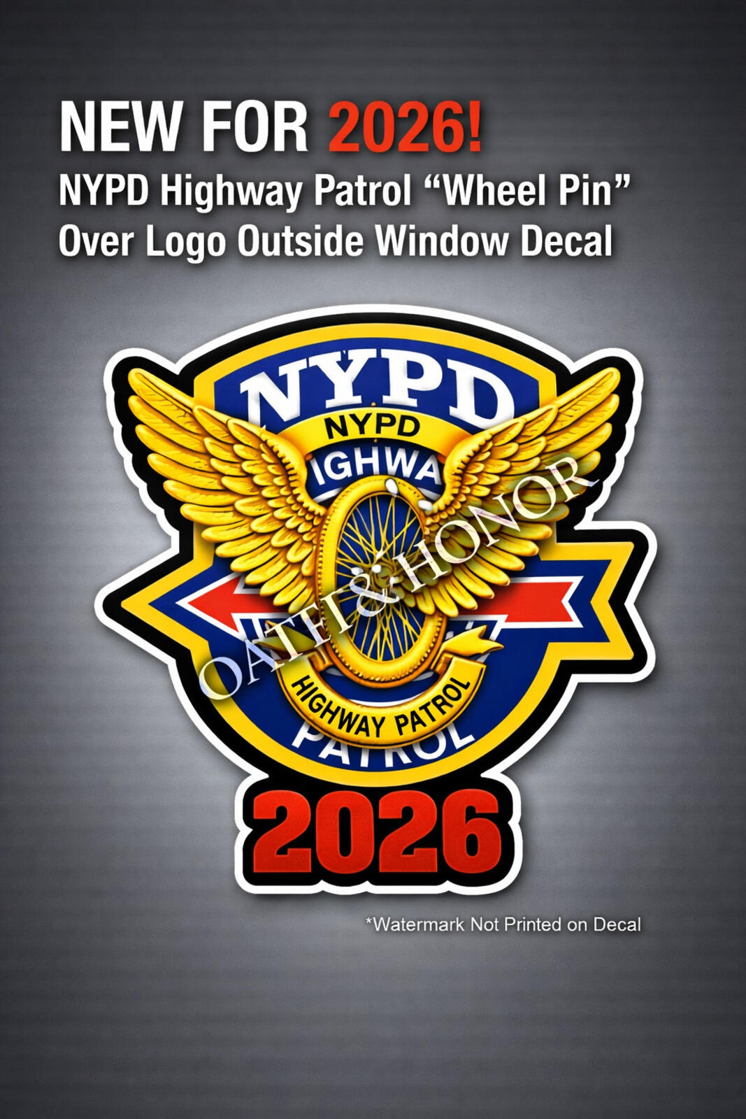 NYPD Highway Patrol Wheel Pin Decal – Inside Glass – 3 x 3 in – view 4