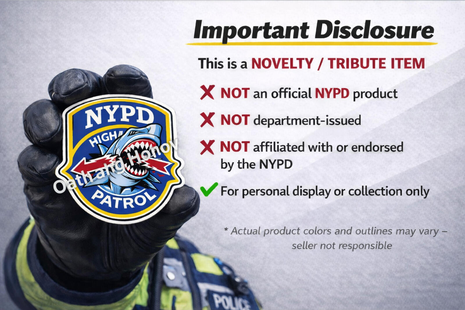 NYPD Highway Patrol Shark Magnet – Novelty Police Design – 3 in – view 5