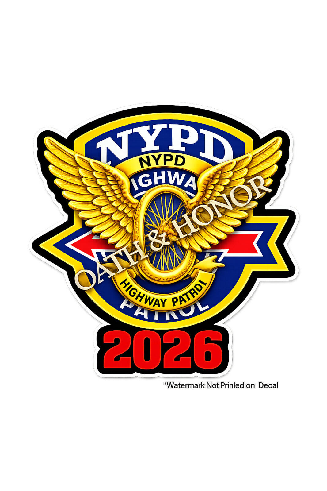 NYPD Highway Patrol Wheel Pin Decal – Inside Glass – 3 x 3 in – view 5