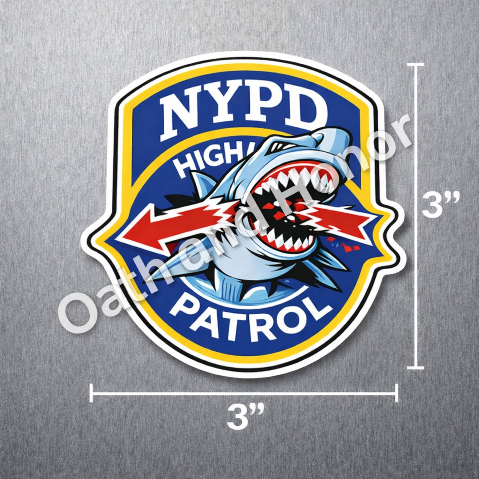 NYPD Highway Patrol Shark Magnet – Novelty Police Design – 3 in – view 2
